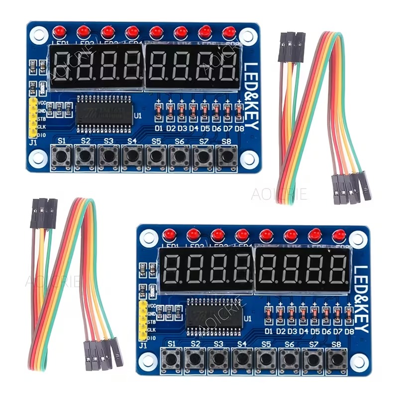 2 Pcs TM1638 8-Bit LED Display and Keypad Module